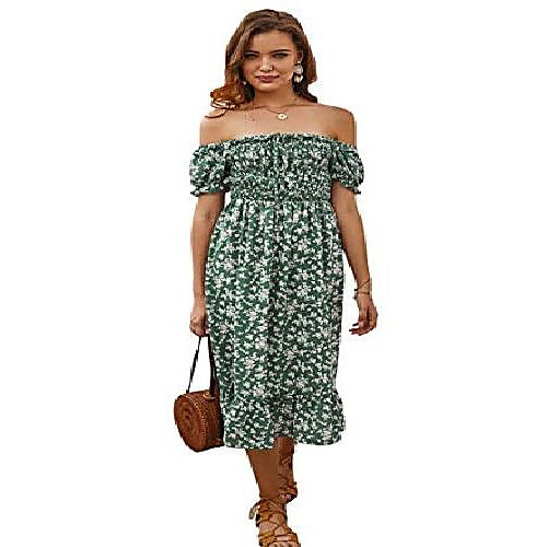 women's midi dress sexy off shoulder a-line summer dresses short sleeve sundress (green, xl)
women's midi dress sexy off shoulder a-line summer dresses short sleeve sundress (green, xl)