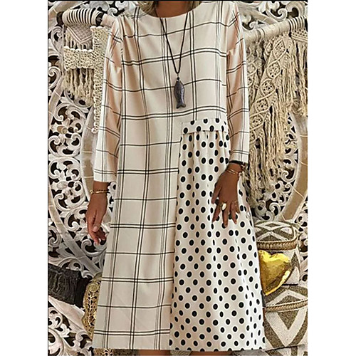 Women's Swing Dress Knee Length Dress White Beige Long Sleeve Polka Dot Color Block Patchwork Fall Round Neck Elegant Casual 2021 S M L XL XXL 3XL / Plus Size
Women's Swing Dress Knee Length Dress White Beige Long Sleeve Polka Dot Color Block Patchwork Fall Round Neck Elegant Casual 2021 S M L XL XXL 3XL / Plus Size