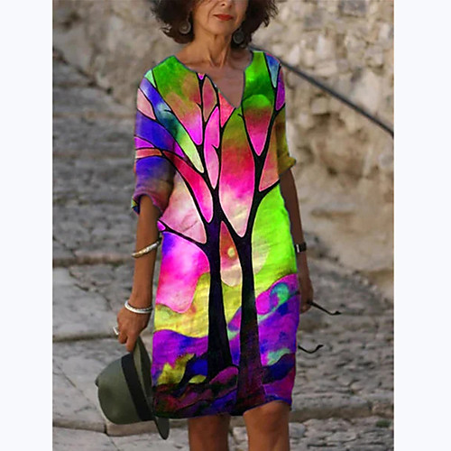 Women's A Line Dress Knee Length Dress Purple Blushing Pink Green 3/4 Length Sleeve Print Print Fall Spring V Neck Casual 2021 S M L XL XXL 3XL
Women's A Line Dress Knee Length Dress Purple Blushing Pink Green 3/4 Length Sleeve Print Print Fall Spring V Neck Casual 2021 S M L XL XXL 3XL