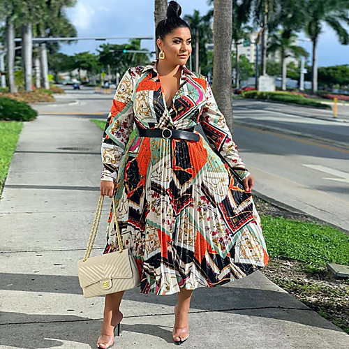 Women's Plus Size Dresses Swing Dress Midi Dress Long Sleeve Print Tassel Fringe Print Shirt Collar Casual Spring & Summer / Going out / Loose
Women's Plus Size Dresses Swing Dress Midi Dress Long Sleeve Print Tassel Fringe Print Shirt Collar Casual Spring & Summer / Going out / Loose