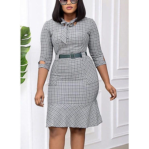 Women's Plus Size Dresses Shift Dress Knee Length Dress Half Sleeve Houndstooth Ruched Patchwork Vintage Winter / Going out / Slim / Bow
Women's Plus Size Dresses Shift Dress Knee Length Dress Half Sleeve Houndstooth Ruched Patchwork Vintage Winter / Going out / Slim / Bow