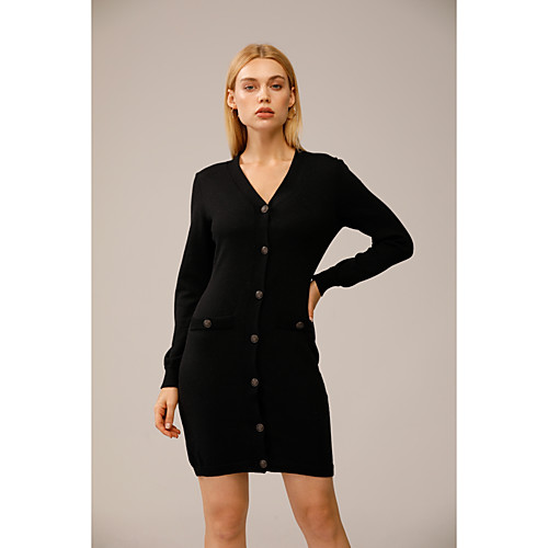 Women's Knitted Front Pocket Button Solid Color Cardigan Acrylic Fibers Long Sleeve Sweater Cardigans V Neck Fall Winter Black
Women's Knitted Front Pocket Button Solid Color Cardigan Acrylic Fibers Long Sleeve Sweater Cardigans V Neck Fall Winter Black