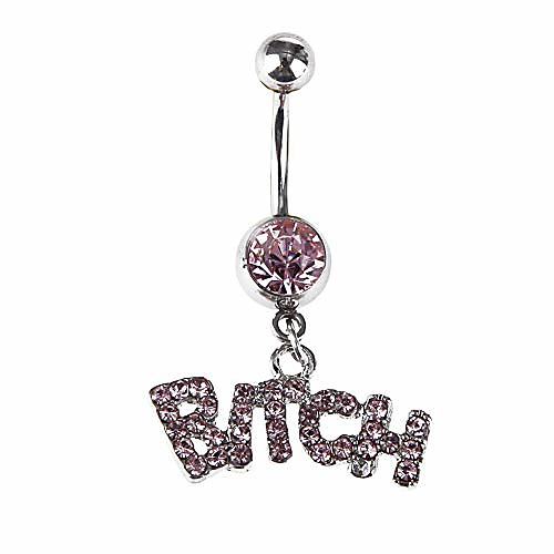 

belly button ring best bitches 316l surgical steel 14g dangle navel ring