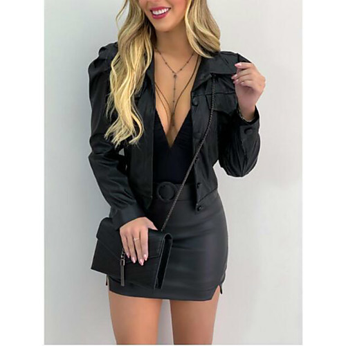 Women's Solid Colored Patchwork Fall & Winter Faux Leather Jacket Regular Going out Long Sleeve Faux Leather Coat Tops Black
Women's Solid Colored Patchwork Fall & Winter Faux Leather Jacket Regular Going out Long Sleeve Faux Leather Coat Tops Black