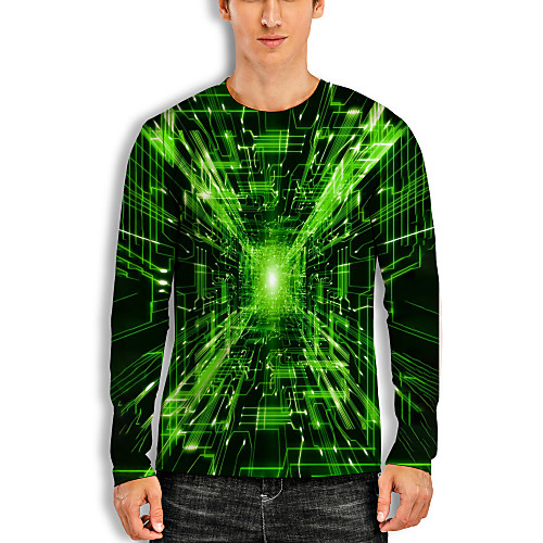 Men's T shirt 3D Print Graphic Optical Illusion 3D Print Long Sleeve Daily Tops Casual Green / Black
Men's T shirt 3D Print Graphic Optical Illusion 3D Print Long Sleeve Daily Tops Casual Green / Black