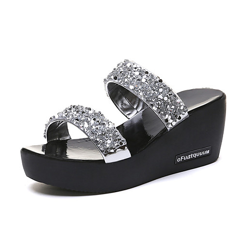 Women's Sandals Wedge Heel Peep Toe Casual Daily PU Sequin Solid Colored Black Silver
Women's Sandals Wedge Heel Peep Toe Casual Daily PU Sequin Solid Colored Black Silver