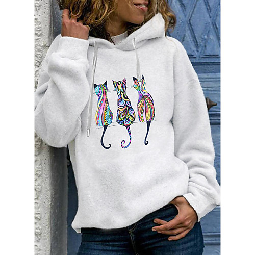 Women's Pullover Hoodie Sweatshirt Cartoon Cat Graphic Daily Basic Casual Hoodies Sweatshirts White Black Gray
Women's Pullover Hoodie Sweatshirt Cartoon Cat Graphic Daily Basic Casual Hoodies Sweatshirts White Black Gray