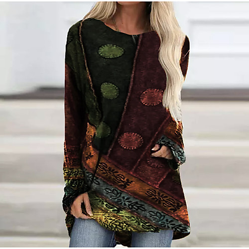 Women's Blouse Shirt Abstract Long Sleeve Print Round Neck Tops Basic Top Blue Orange
Women's Blouse Shirt Abstract Long Sleeve Print Round Neck Tops Basic Top Blue Orange