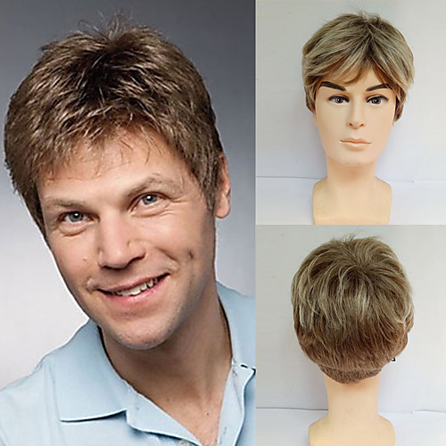 Synthetic Wig Straight Straight Wig Short Synthetic Hair Men's Side Part Brown
Synthetic Wig Straight Straight Wig Short Synthetic Hair Men's Side Part Brown