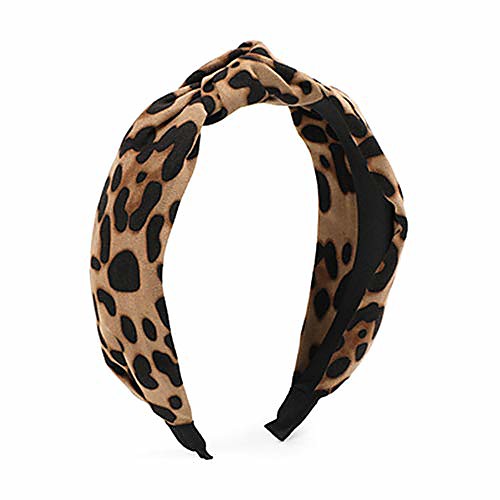 

leopard print headband for women girls - wide striped knotted bow headbands cheetah hairband hair hoops accessories bow cross head band wrap