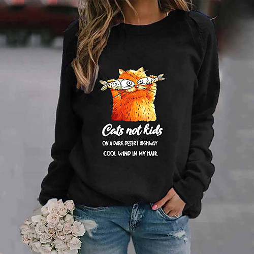 Women's Pullover Sweatshirt Cat Animal Daily Sports Casual Hoodies Sweatshirts Black Blue Red
Women's Pullover Sweatshirt Cat Animal Daily Sports Casual Hoodies Sweatshirts Black Blue Red