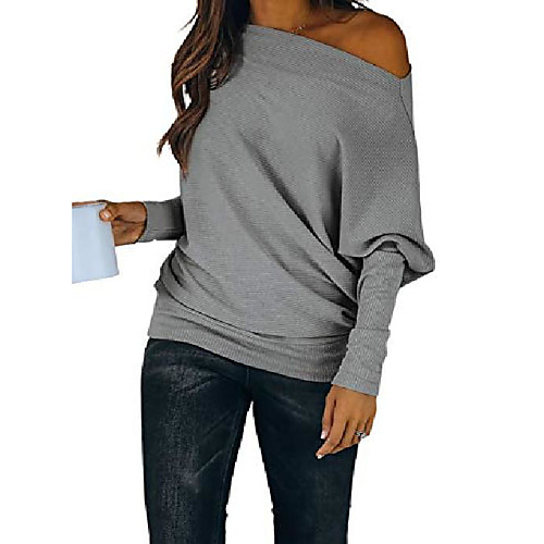 women fall clothes knitted tops cute batwing sleeve pullover shirts off shoulder ribbed blouse gray m
women fall clothes knitted tops cute batwing sleeve pullover shirts off shoulder ribbed blouse gray m