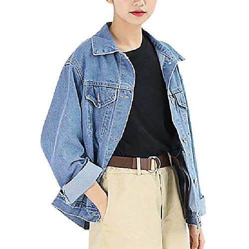Women's Jacket Solid Color Casual Classic Style Fall Notch lapel collar Denim Jacket Regular Causal Long Sleeve Denim Coat Tops Light Blue
Women's Jacket Solid Color Casual Classic Style Fall Notch lapel collar Denim Jacket Regular Causal Long Sleeve Denim Coat Tops Light Blue