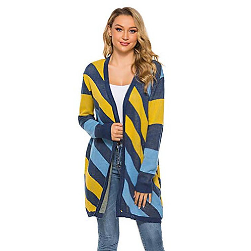 women's open front cardigan long sleeve sweater striped printed boyfriend knit chunky (yellow, s)
women's open front cardigan long sleeve sweater striped printed boyfriend knit chunky (yellow, s)
