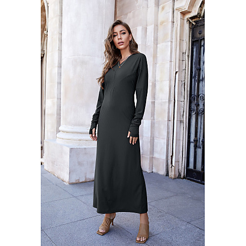 Women's Shift Dress Maxi long Dress Dark Gray Long Sleeve Solid Color Patchwork Fall Winter V Neck Casual 2021 S M L XL
Women's Shift Dress Maxi long Dress Dark Gray Long Sleeve Solid Color Patchwork Fall Winter V Neck Casual 2021 S M L XL