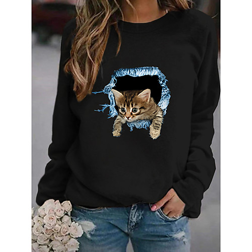Women's Pullover Sweatshirt Cat Graphic 3D Print Daily 3D Print Basic Casual Hoodies Sweatshirts Black
Women's Pullover Sweatshirt Cat Graphic 3D Print Daily 3D Print Basic Casual Hoodies Sweatshirts Black