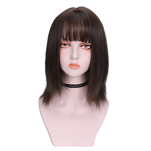 Synthetic Wig Straight With Bangs Wig Medium Length Light Brown Brown Black Synthetic Hair 14 inch Women's Comfy Fluffy Black Brown
Synthetic Wig Straight With Bangs Wig Medium Length Light Brown Brown Black Synthetic Hair 14 inch Women's Comfy Fluffy Black Brown