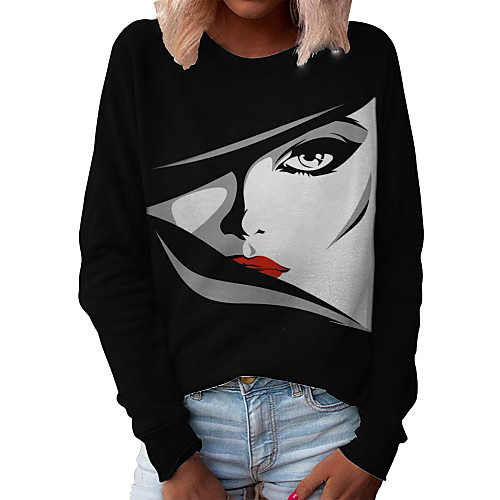 Women's Pullover Sweatshirt Graphic Portrait Daily Basic Casual Hoodies Sweatshirts Black Gray
Women's Pullover Sweatshirt Graphic Portrait Daily Basic Casual Hoodies Sweatshirts Black Gray