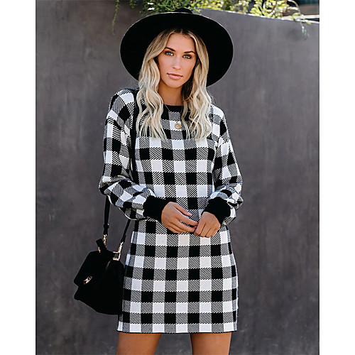 Women's Shift Dress Short Mini Dress Black Red Royal Blue Long Sleeve Check Patchwork Print Fall Spring Round Neck Casual 2021 S M L XL XXL 3XL
Women's Shift Dress Short Mini Dress Black Red Royal Blue Long Sleeve Check Patchwork Print Fall Spring Round Neck Casual 2021 S M L XL XXL 3XL
