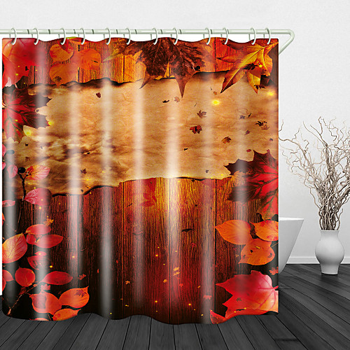 

Love of Red Leaves Print Waterproof Fabric Shower Curtain for Bathroom Home Decor Covered Bathtub Curtains Liner Includes with Hooks