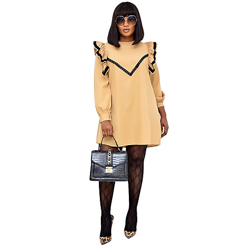 Women's Plus Size Dresses Shift Dress Knee Length Dress Long Sleeve Solid Color Ruffle Patchwork Casual Spring & Summer / Going out / Loose
Women's Plus Size Dresses Shift Dress Knee Length Dress Long Sleeve Solid Color Ruffle Patchwork Casual Spring & Summer / Going out / Loose