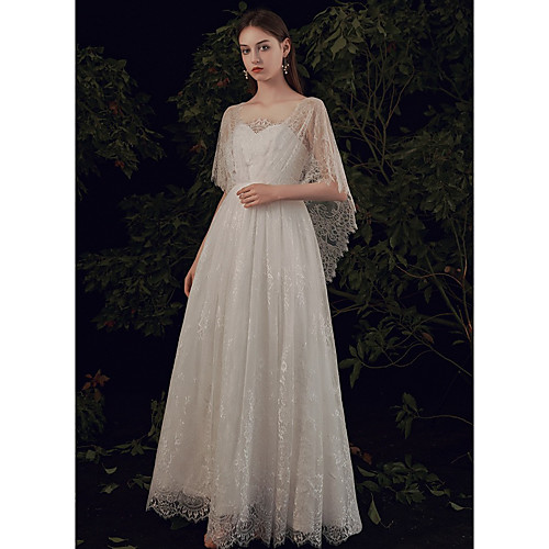 A-Line Wedding Dresses Jewel Neck Sweep / Brush Train Lace Short Sleeve Country with 2021
A-Line Wedding Dresses Jewel Neck Sweep / Brush Train Lace Short Sleeve Country with 2021