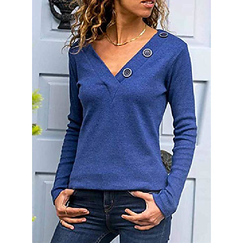 women lightweight solid color long sleeve loose fit pullver sweatshirt v neck button tunic tops shirts blue xl
women lightweight solid color long sleeve loose fit pullver sweatshirt v neck button tunic tops shirts blue xl
