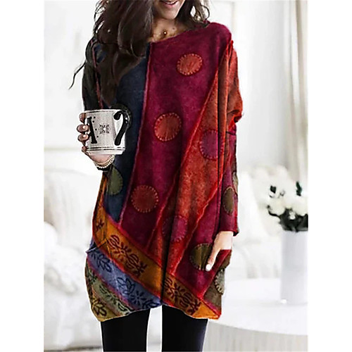 Women's T Shirt Dress Tee Dress Short Mini Dress Blue Wine Long Sleeve Print Pocket Print Fall Spring Round Neck Casual 2021 S M L XL XXL 3XL 4XL 5XL / Plus Size
Women's T Shirt Dress Tee Dress Short Mini Dress Blue Wine Long Sleeve Print Pocket Print Fall Spring Round Neck Casual 2021 S M L XL XXL 3XL 4XL 5XL / Plus Size