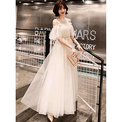 A-Line Minimalist Elegant Wedding Guest Prom Dress Illusion Neck Half Sleeve Floor Length Satin Tulle with Appliques 2021
A-Line Minimalist Elegant Wedding Guest Prom Dress Illusion Neck Half Sleeve Floor Length Satin Tulle with Appliques 2021