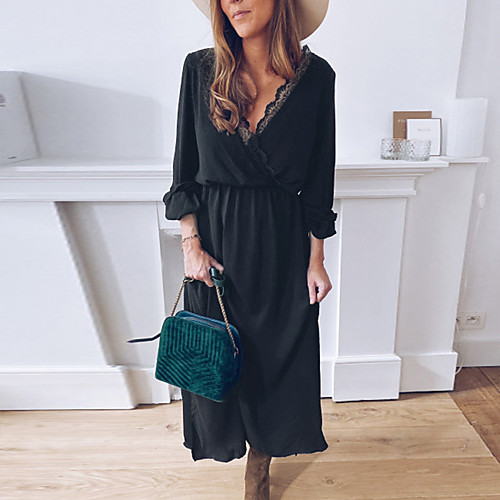 Women's Swing Dress Maxi long Dress Black Long Sleeve Solid Color Fall Winter Casual 2021 S M L XL
Women's Swing Dress Maxi long Dress Black Long Sleeve Solid Color Fall Winter Casual 2021 S M L XL