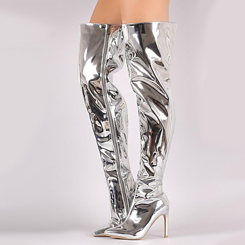 Women's Boots Stiletto Heel Pointed Toe Over The Knee Boots Casual Daily Walking Shoes PU Solid Colored Black Silver
Women's Boots Stiletto Heel Pointed Toe Over The Knee Boots Casual Daily Walking Shoes PU Solid Colored Black Silver