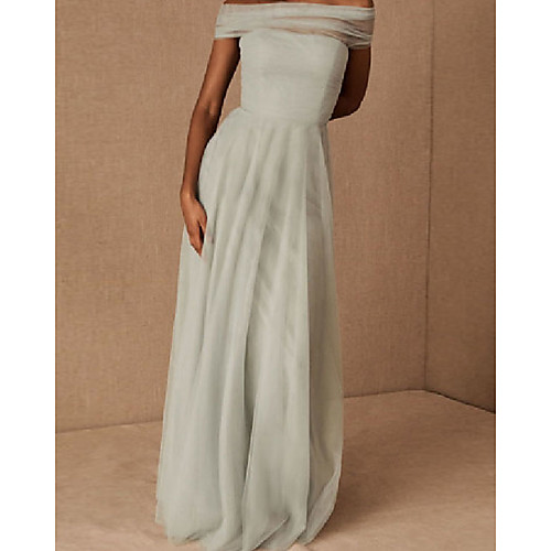 A-Line Off Shoulder Floor Length Tulle Bridesmaid Dress with Pleats / Bandage
A-Line Off Shoulder Floor Length Tulle Bridesmaid Dress with Pleats / Bandage
