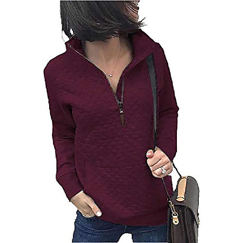 women outdoor sweatshirt quilted pattern long sleeve zipper jackets tops with pockets wine red large
women outdoor sweatshirt quilted pattern long sleeve zipper jackets tops with pockets wine red large