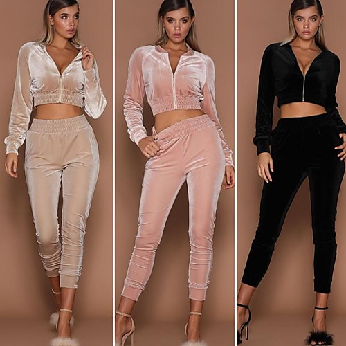 Women's 2pcs Tracksuit Winter Side Pockets Elastic Waistband Fashion Cream Black Pink Velvet Fitness Gym Workout Running High Waist Crop Top Cropped Pants Clothing Suit Long Sleeve Sport Activewear
Women's 2pcs Tracksuit Winter Side Pockets Elastic Waistband Fashion Cream Black Pink Velvet Fitness Gym Workout Running High Waist Crop Top Cropped Pants Clothing Suit Long Sleeve Sport Activewear