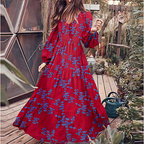 Women's Swing Dress Maxi long Dress Red Green Long Sleeve Print Print Fall V Neck Boho vacation dresses Cotton 2021 S M L XL XXL 3XL
Women's Swing Dress Maxi long Dress Red Green Long Sleeve Print Print Fall V Neck Boho vacation dresses Cotton 2021 S M L XL XXL 3XL