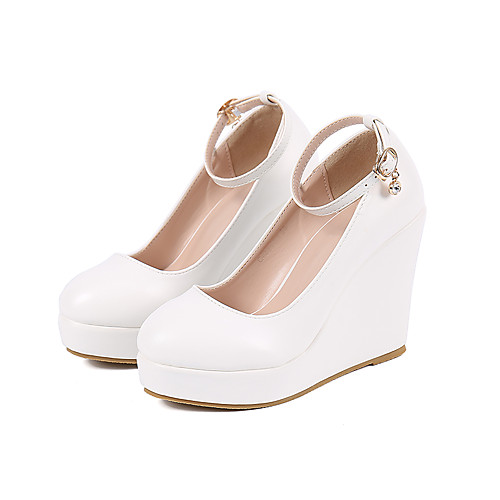 Women's Heels Wedge Heel Round Toe Sexy Minimalism Roman Shoes Wedding Party & Evening PU Buckle Solid Colored White
Women's Heels Wedge Heel Round Toe Sexy Minimalism Roman Shoes Wedding Party & Evening PU Buckle Solid Colored White