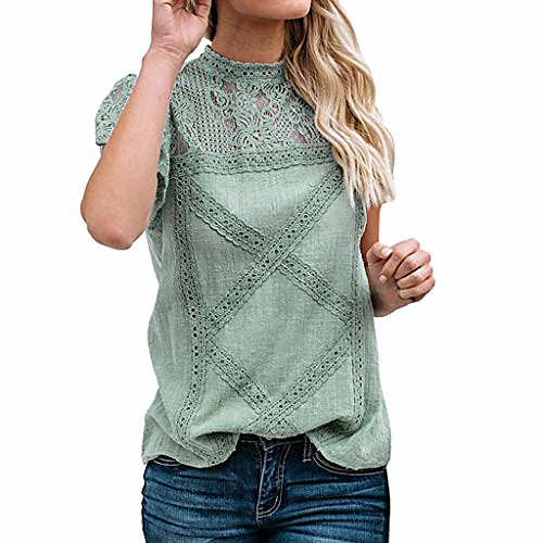womens solid blouse casual lace patchwork flare ruffles short sleeve cute floral tops for ladies green
womens solid blouse casual lace patchwork flare ruffles short sleeve cute floral tops for ladies green