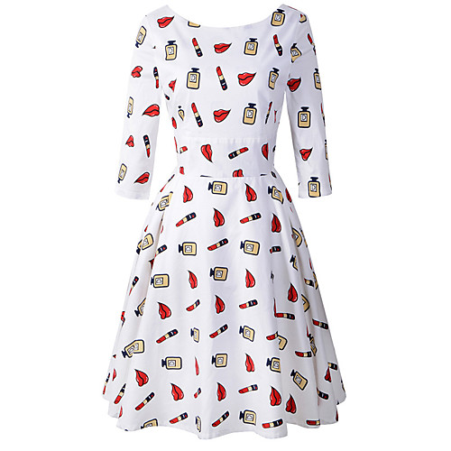 Women's A Line Dress Knee Length Dress White 3/4 Length Sleeve Floral Patchwork Print Fall Spring Round Neck Elegant Vintage 2021 M L XL XXL
Women's A Line Dress Knee Length Dress White 3/4 Length Sleeve Floral Patchwork Print Fall Spring Round Neck Elegant Vintage 2021 M L XL XXL