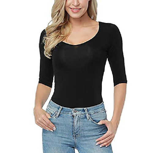 women t shirt 3/4 sleeve scoop neck tees womens all season solid color tops black l
women t shirt 3/4 sleeve scoop neck tees womens all season solid color tops black l