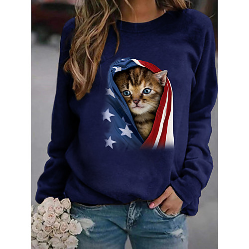 Women's Pullover Sweatshirt Cartoon Cat Graphic Daily Basic Casual Hoodies Sweatshirts Black Navy Blue
Women's Pullover Sweatshirt Cartoon Cat Graphic Daily Basic Casual Hoodies Sweatshirts Black Navy Blue