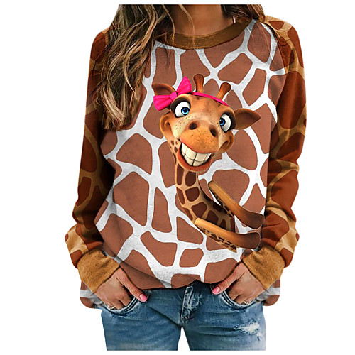 Women's T shirt Stripes Floral Giraffe Long Sleeve Print Round Neck Tops Active Basic Basic Top White Blue Green
Women's T shirt Stripes Floral Giraffe Long Sleeve Print Round Neck Tops Active Basic Basic Top White Blue Green
