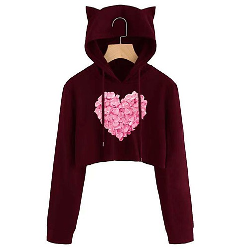 Women's Cropped Sweatshirt Graphic Heart Cat Ear Casual Hoodies Sweatshirts Black Wine Green
Women's Cropped Sweatshirt Graphic Heart Cat Ear Casual Hoodies Sweatshirts Black Wine Green