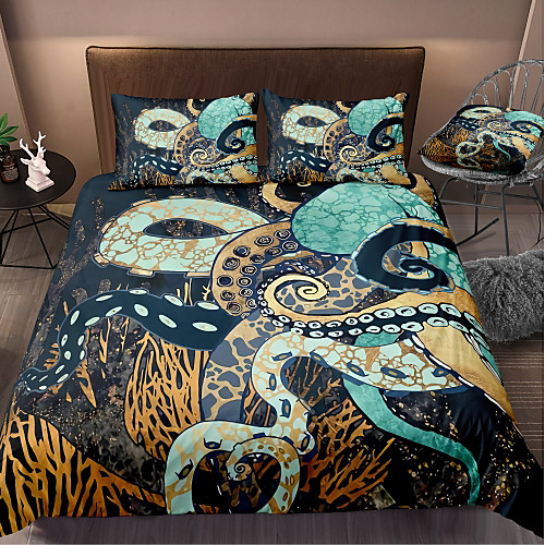 Octopus Print 3-Piece Duvet Cover Set Hotel Bedding Sets Comforter Cover with Soft Lightweight Microfiber, Include 1 Duvet Cover, 2 Pillowcases for Double/Queen/King(1 Pillowcase for Twin/Single)
Octopus Print 3-Piece Duvet Cover Set Hotel Bedding Sets Comforter Cover with Soft Lightweight Microfiber, Include 1 Duvet Cover, 2 Pillowcases for Double/Queen/King(1 Pillowcase for Twin/Single)