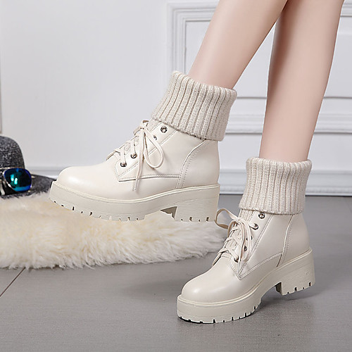 Women's Boots Chunky Heel Round Toe Casual Daily Walking Shoes Faux Leather Lace-up Solid Colored White Black / Booties / Ankle Boots
Women's Boots Chunky Heel Round Toe Casual Daily Walking Shoes Faux Leather Lace-up Solid Colored White Black / Booties / Ankle Boots
