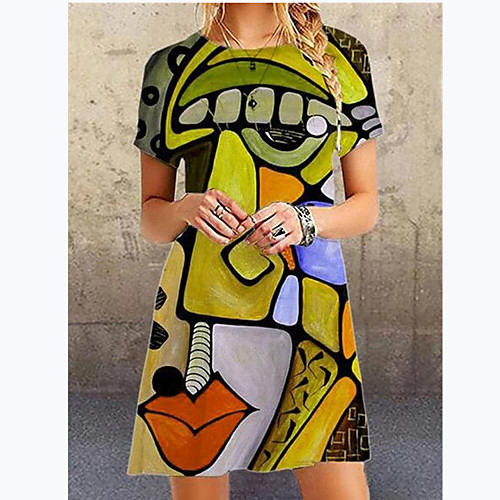 Women's A Line Dress Knee Length Dress Blue Red Yellow Brown Short Sleeve Print Patchwork Print Summer Round Neck Casual 2021 S M L XL XXL 3XL / Plus Size
Women's A Line Dress Knee Length Dress Blue Red Yellow Brown Short Sleeve Print Patchwork Print Summer Round Neck Casual 2021 S M L XL XXL 3XL / Plus Size