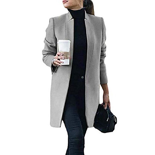 women slim fit stand collar open front woolen stylish long trench coat gray xs
women slim fit stand collar open front woolen stylish long trench coat gray xs