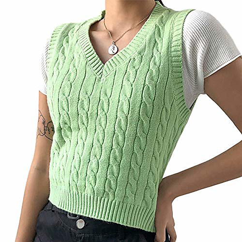 womens argyle sweater vest y2k style young girls sleeveless knitted diamond plaid solid v-neck crop top (plain green, s)
womens argyle sweater vest y2k style young girls sleeveless knitted diamond plaid solid v-neck crop top (plain green, s)