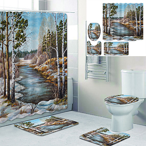 Beautiful Scenery Printed Bathtub Curtain Liner Covered With Waterproof Fabric Shower Curtain For Bathroom Home Decoration With Hook Floor Mat And Four-piece Toilet Mat
Beautiful Scenery Printed Bathtub Curtain Liner Covered With Waterproof Fabric Shower Curtain For Bathroom Home Decoration With Hook Floor Mat And Four-piece Toilet Mat