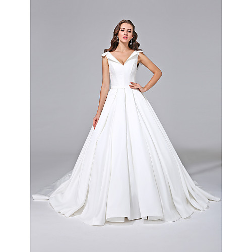 A-Line Wedding Dresses Off Shoulder Court Train Detachable Satin Short Sleeve Simple with 2021
A-Line Wedding Dresses Off Shoulder Court Train Detachable Satin Short Sleeve Simple with 2021