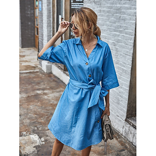 Women's A-Line Dress Knee Length Dress Half Sleeve Solid Color Patchwork Fall Winter Work Casual 2021 Black Blue Light Blue S M L XL
Women's A-Line Dress Knee Length Dress Half Sleeve Solid Color Patchwork Fall Winter Work Casual 2021 Black Blue Light Blue S M L XL